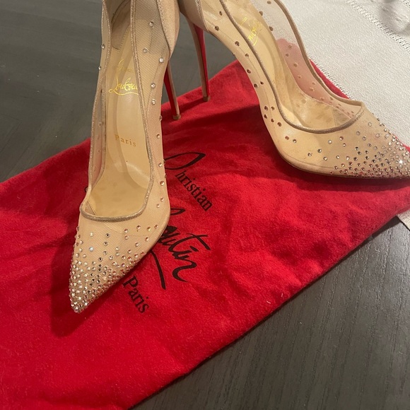 Christian Louboutin Nude Studded Heels - Picture 1 of 2